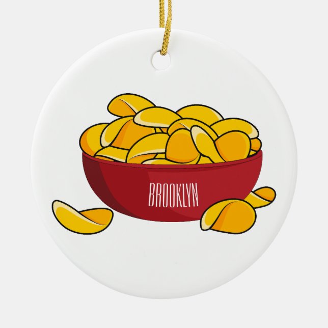 Tecknaden Potato chip illustration Julgransprydnad Keramik (Framsidan)