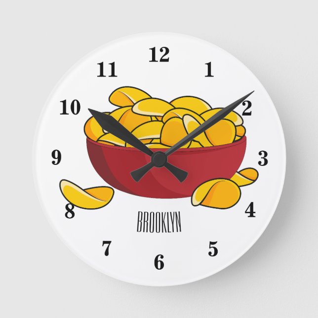 Tecknaden Potato chip illustration Rund Klocka (Framsida)
