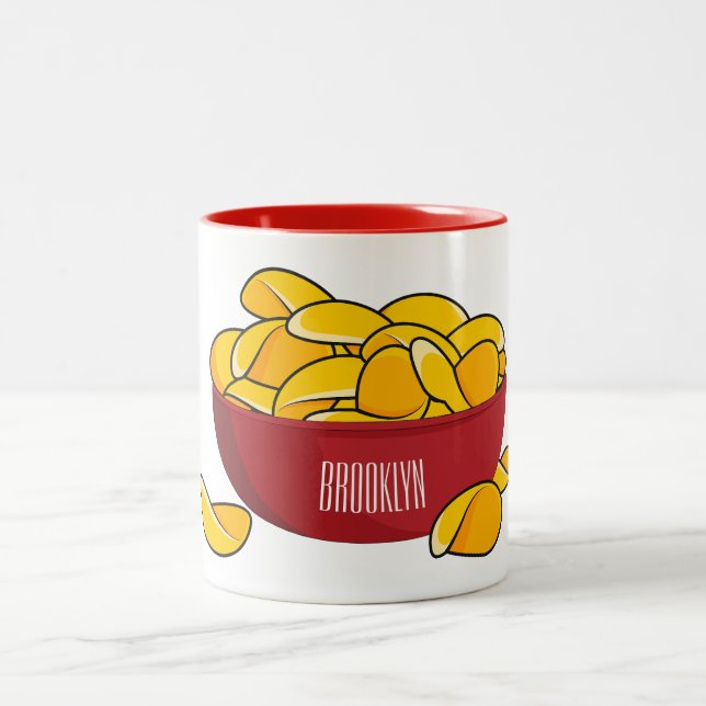 Tecknaden Potato chip illustration Två-Tonad Mugg (Center)