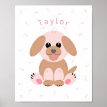 Tecknaden Puppy Hund Pastel Personlig, Neutralt
