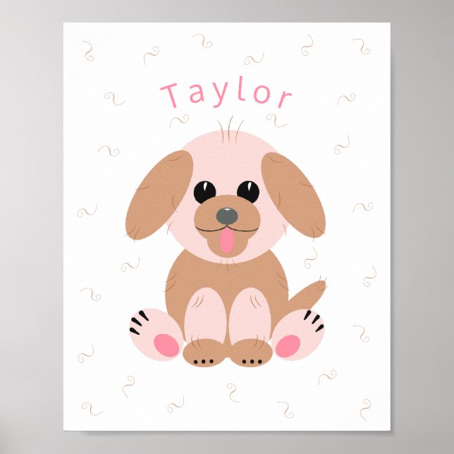 Tecknaden Puppy Hund Pastel Personlig, Neutralt Poster (Framsidan)