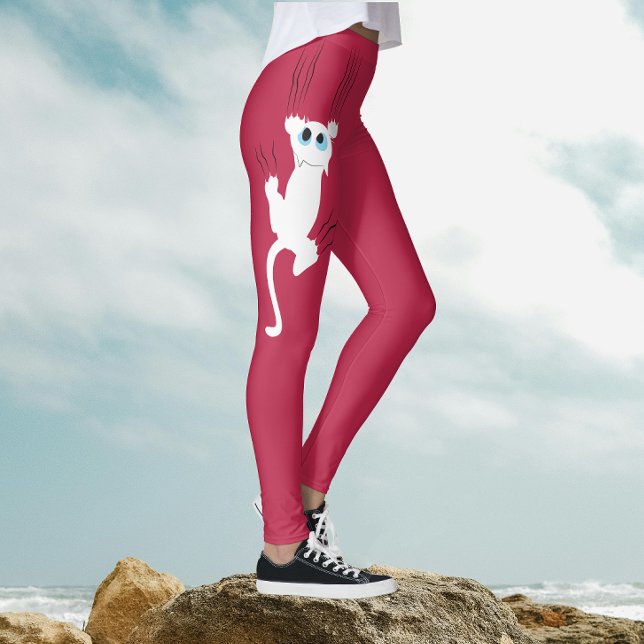 Tecknaden Red White Cat Mamma i modern Whimsique-R Leggings (Skapare uppladdad)