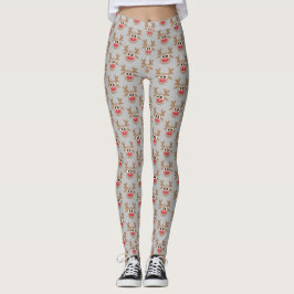Tecknaden Reindeer Mönster Grått Leggings
