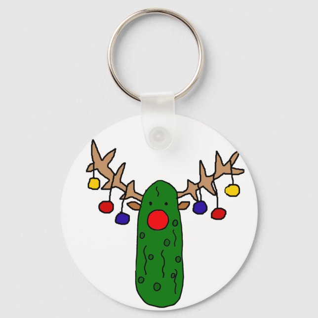 Tecknaden Reindeer Pickle-julen Nyckelring (Framsida)