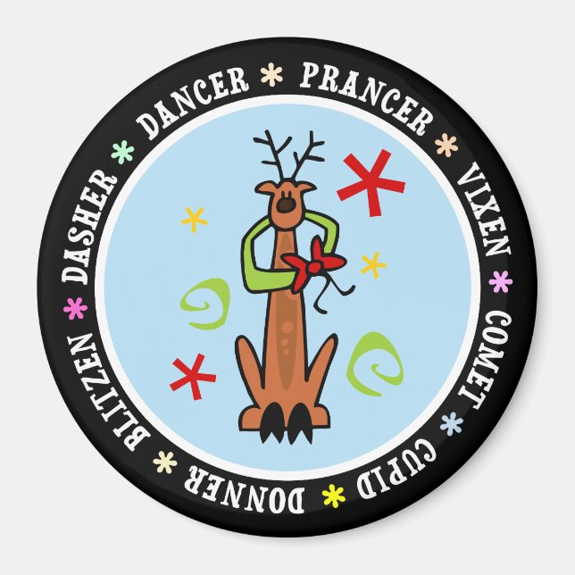 Tecknaden Reindeer Stars & Swirls Magnet (Framsidan)