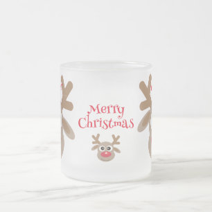 Tecknaden Reindeer Winter White Frostad Glasmugg