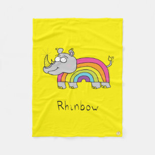 Tecknaden Rhino Rainbow Cute Rhinoceros Kids Fleecefilt