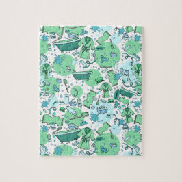 Tecknaden roligt Bathroom objekt Pussel