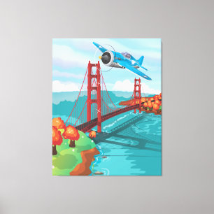 Tecknaden San Francisco Golden Grind Bridge Canvastryck