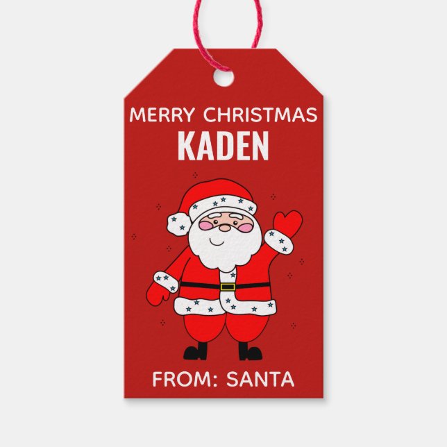 Tecknaden Santa Cute Kids, Santa Red Presentetikett (Framsidan)