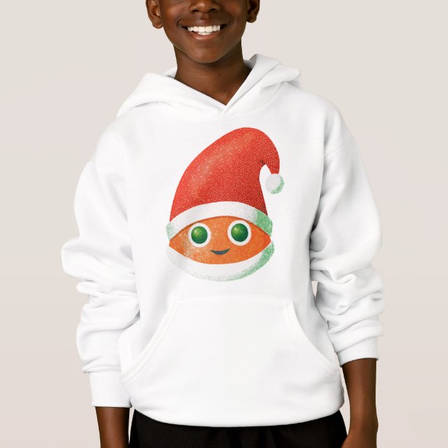 Tecknaden Santa Hat Orange T Shirt (Framsida)