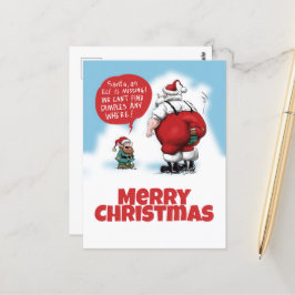 Tecknaden Santa och Elf Funny Vykort