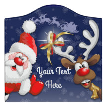 Tecknaden Santa och Reindeer Merry Christmass Lyck