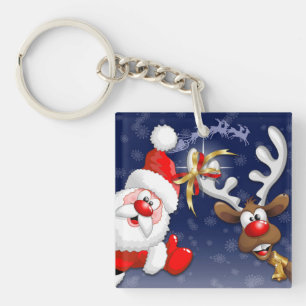 Tecknaden Santa och Reindeer Merry Christmass Lyck