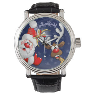 Tecknaden Santa och Reindeer Merry Christmass Lyck Armbandsur