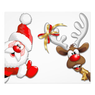 Tecknaden Santa och Reindeer Merry Christmass Lyck Fototryck