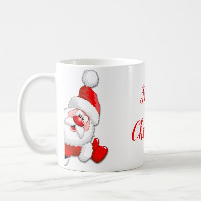 Tecknaden Santa och Reindeer Merry Christmass Lyck Kaffemugg (Vänster)