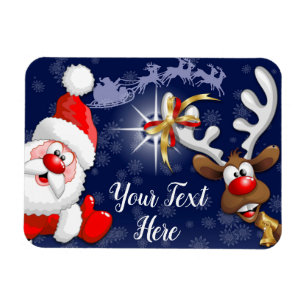 Tecknaden Santa och Reindeer Merry Christmass Lyck Magnet
