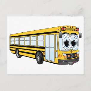 Tecknaden School Buss Flat Nose Vykort