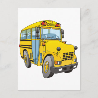 Tecknaden School Buss Vykort