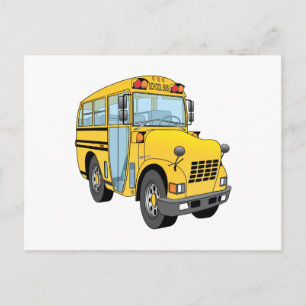 Tecknaden School Buss Vykort