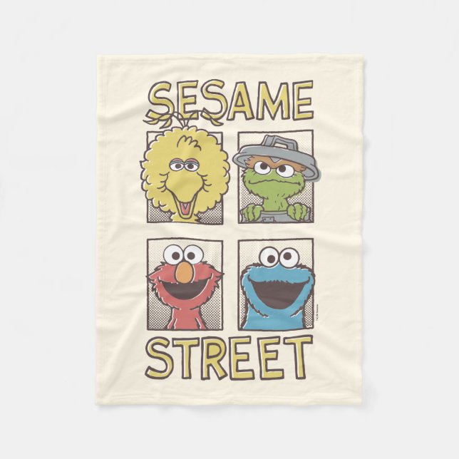 Tecknaden Sesame StreetVintage Character Fleecefilt (Framsidan)