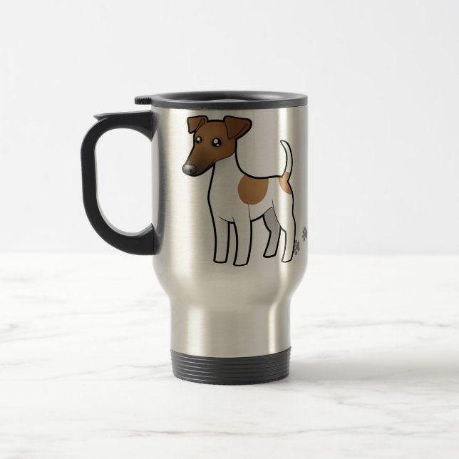 Tecknaden slätar foxterrier resemugg (Vänster)