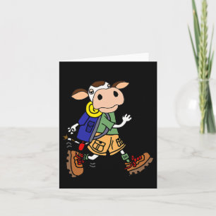 Tecknaden Smileteeshoba Funny Cow Hiking Nature Kort