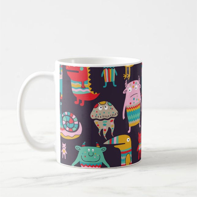 Tecknaden Sömlös Mönster Kaffemugg (Vänster)