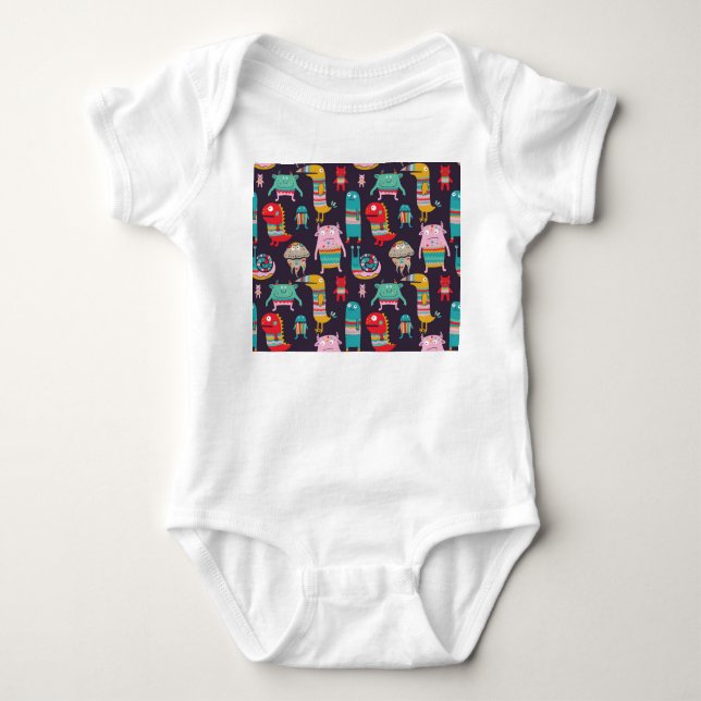 Tecknaden Sömlös Mönster T Shirt (Framsida)