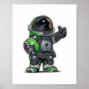 Tecknaden Space Ingenjör Poster - Grönt