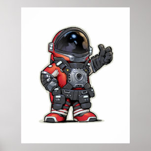 Tecknaden Space Ingenjör Poster - Röd
