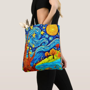 Tecknaden Starry Night: Surrealism Inspired Art Tygkasse
