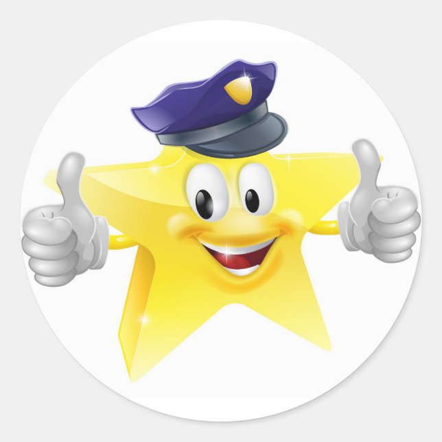 Tecknaden Stjärnpolis Runt Klistermärke (Framsida)