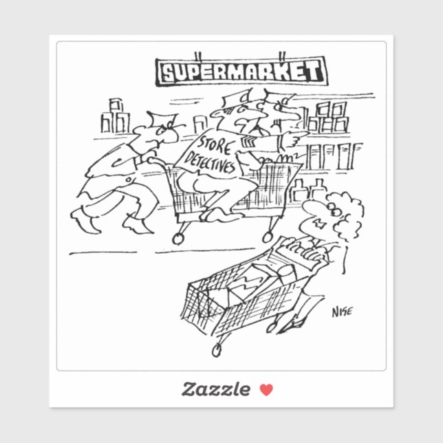 Tecknaden Supermarket Store Detectives. Klistermärken (Ark)