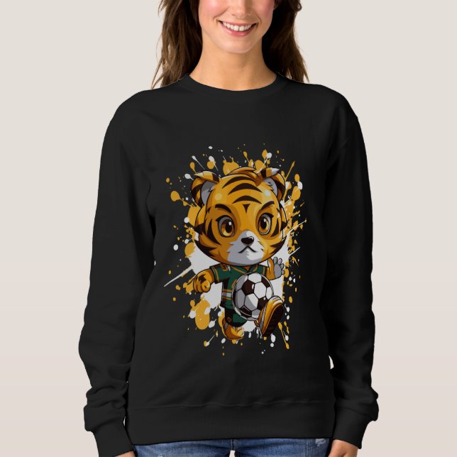 Tecknaden Tiger Play Soccer Cute T Shirt (Framsida)