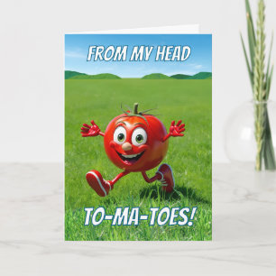 Tecknaden Tomato Pun för helgdag för frukost Cute- Kort