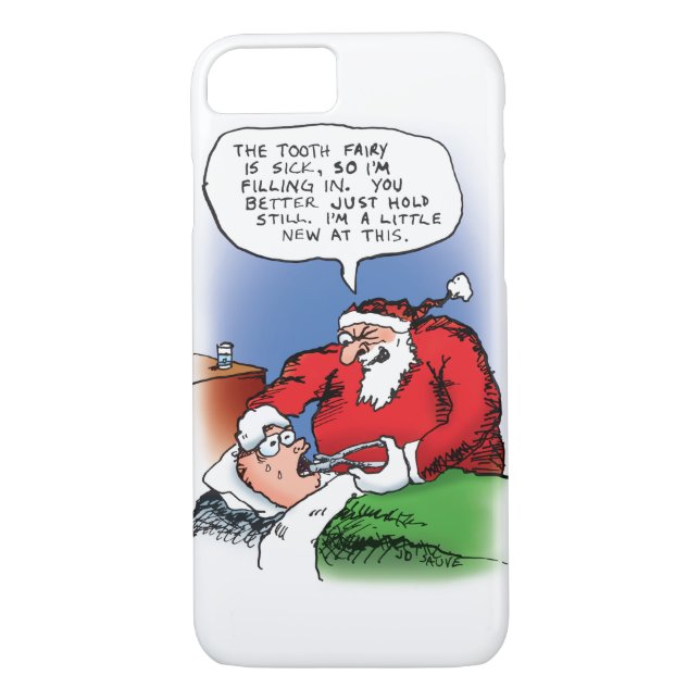Tecknaden Tooth Fairy Santa Funny jul Case-Mate iPhone Skal (Baksida)