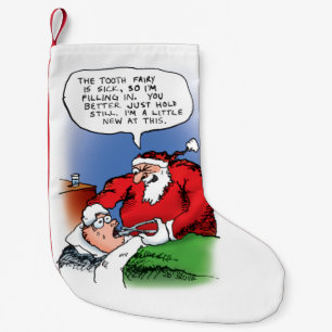 Tecknaden Tooth Fairy Santa Funny jul Liten Julstrumpa