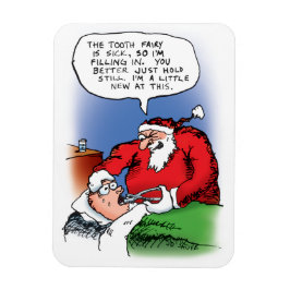 Tecknaden Tooth Fairy Santa Funny jul Magnet