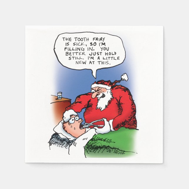 Tecknaden Tooth Fairy Santa Funny jul Pappersservett (Framsidan)