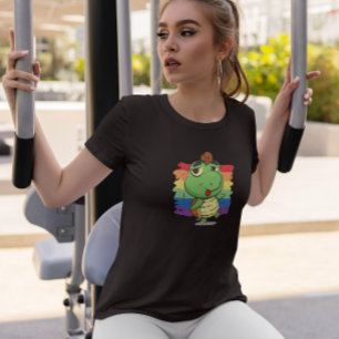 Tecknaden Turtle and Rainbow T Shirt