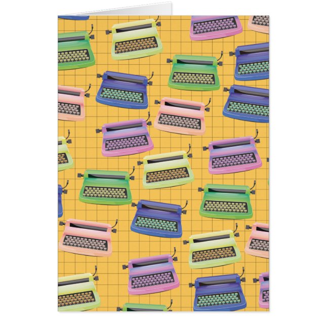 Tecknaden Typewriter mönster. Hälsningskort (Framsidan)