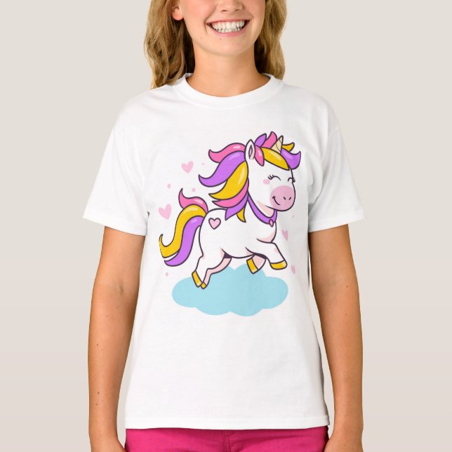 Tecknaden Unicorn - Cute & Magic Girls’ t Shirt (Framsida)