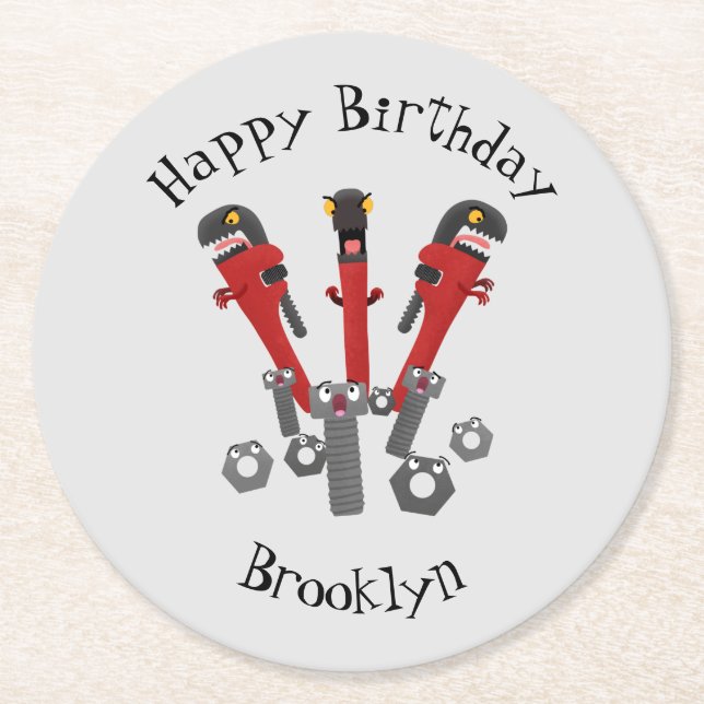 Tecknaden verktyg humor underlägg papper rund (Framsidan)