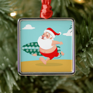 Tecknaden vid Santa at-stranden Julgransprydnad Metall