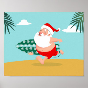 Tecknaden vid Santa at-stranden Poster