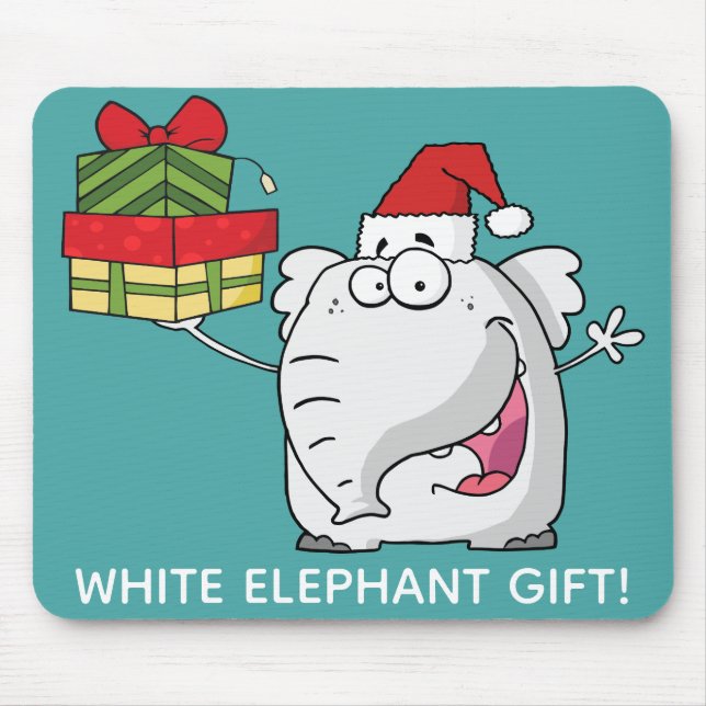 Tecknaden White Elephant Santa Hat Gifts Musmatta (Framsidan)
