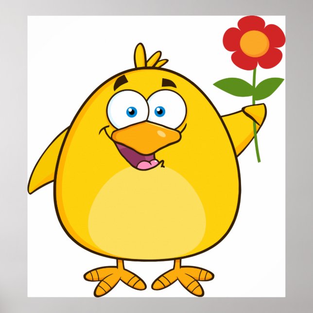 Tecknadens Chick och blomma Poster (Framsidan)