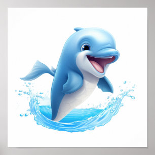 Tecknadens delfinillustration poster